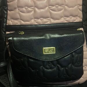 Betsey Johnson Pink And Black Backpack W Crossbody  Bag